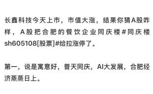 长鑫科技上市引“玄学炒作”？一鸣食品同庆楼异动，股民直呼A股逻辑难懂