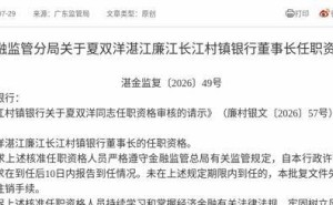 夏双洋任职资格获批,即将履新湛江廉江长江村镇银行董事长一职