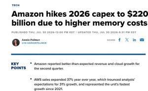 亚马逊2025财年Q2财报：AWS营收大增，AI算力紧张或延续至2028年