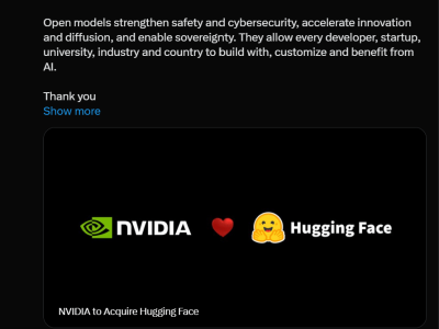 英伟达豪掷876亿收购Hugging Face，共筑全球AI开发者开放新生态