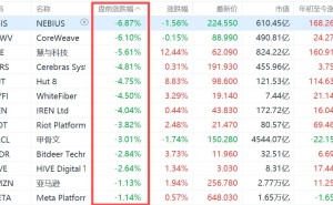 美股云计算服务商股盘前集体下挫，NEBIUS、CoreWeave跌超6%