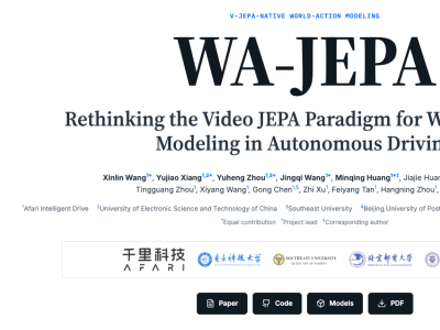 从理解世界到预测未来，千里智驾开源JEPA原生世界—动作模型