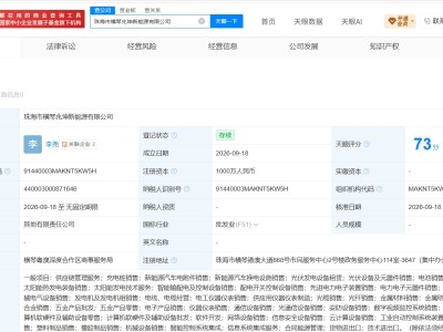 兆新股份等在珠海成立新公司 注册资本1000万